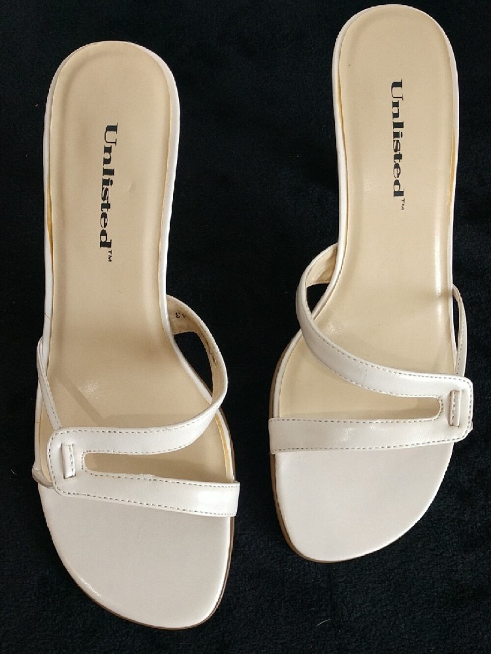 Unlisted Cream Strappy Mid-Heel Mules - Picture 3 of 4